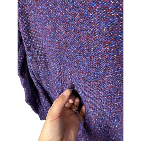 Old Navy Cotton & Acrylic Blend Metallic Knit Sweater Purple Silver M - Picture 5 of 5